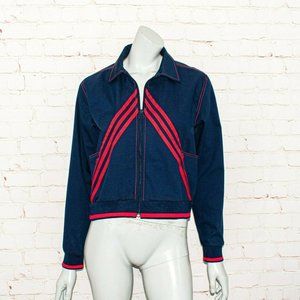 Adidas x Olivia Blanc Women's Zip up Track Jacket in Navy Blue Size Medium